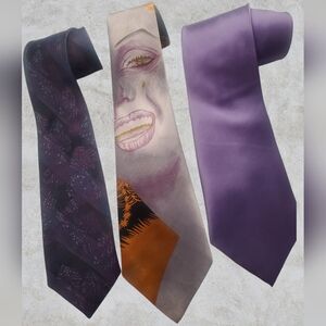 Silk men's Ties in shades of purple - Lot of 3-  EUC